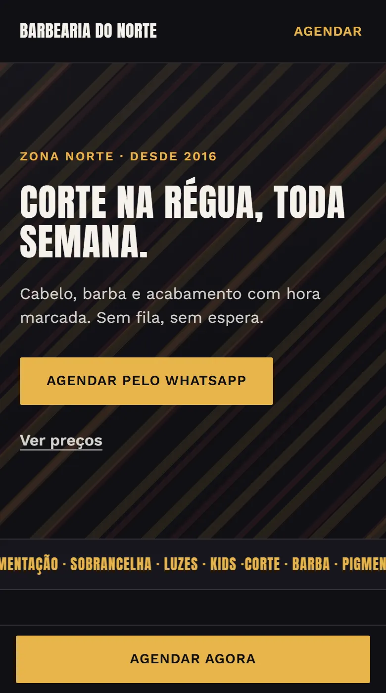 Exemplo de site para barbearia