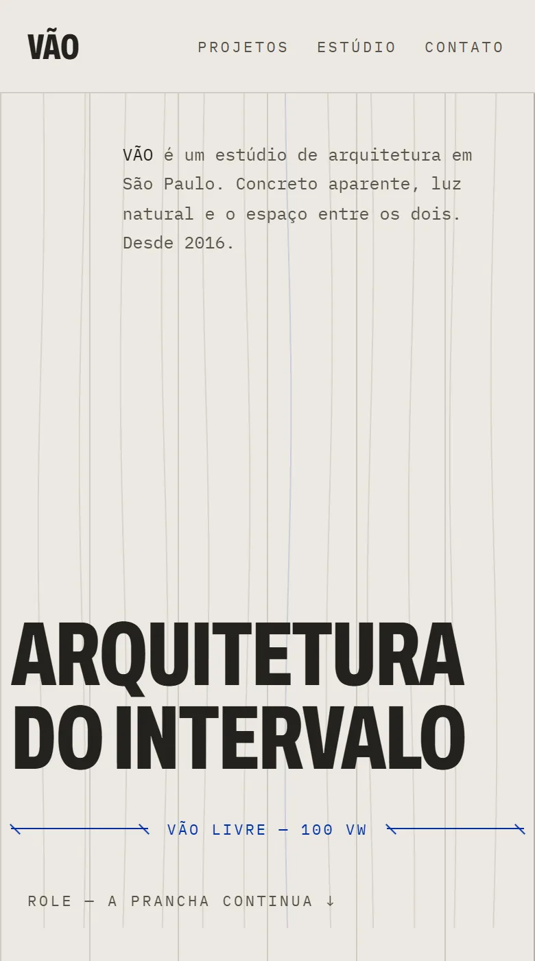 Exemplo de site para estúdio de arquitetura